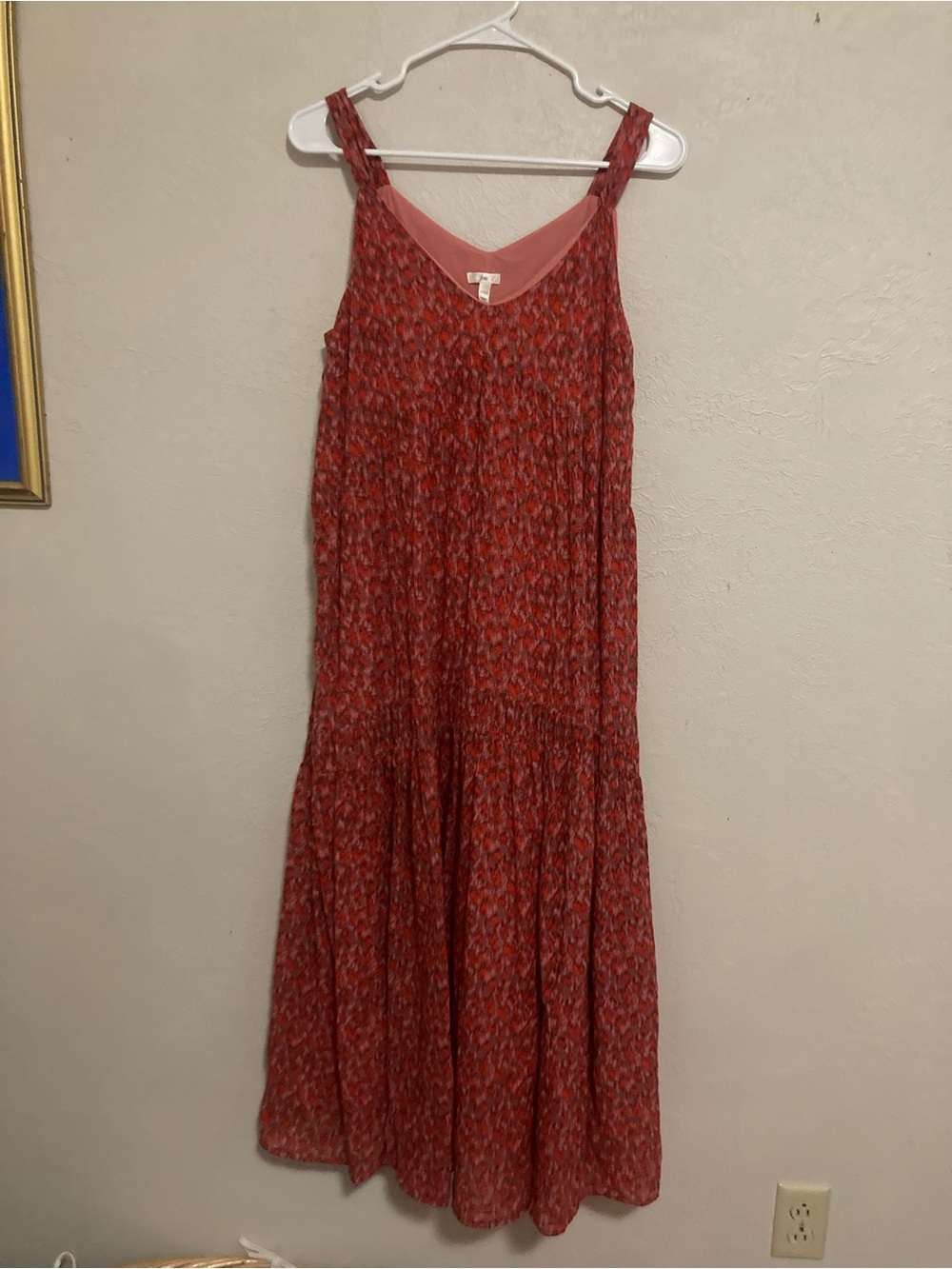 Joie Coral-Red Printed Maxi Dress with Braided Straps